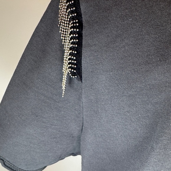 All Saints Grey t-shirt W/Metal Fringe Size Large - Picture 16 of 16
